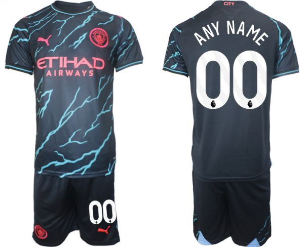 Any Name Manchester City Voetbalshirts Derde tenue 2023-24 Korte Mouw (+ Korte broeken)