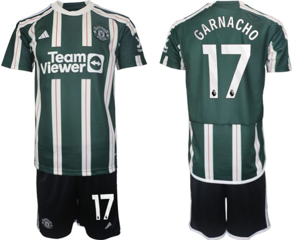 Alejandro Garnacho #17 Manchester United Voetbalshirts Uit tenue 2023-24 Korte Mouw (+ Korte broeken)