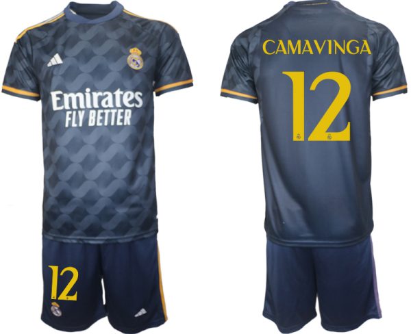 Eduardo Camavinga #12 Real Madrid Voetbalshirts Uit tenue 2023-24 Korte Mouw (+ Korte broeken)
