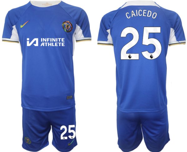 Moises Caicedo #25 Chelsea Voetbalshirts Thuis tenue 2023-24 Korte Mouw (+ Korte broeken)