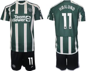 Rasmus Hojlund #11 Manchester United Voetbalshirts Uit tenue 2023-24 Korte Mouw (+ Korte broeken)