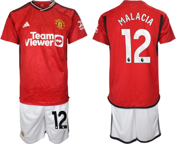 Tyrell Malacia #12 Manchester United Voetbalshirts Thuis tenue 2023-24 Korte Mouw (+ Korte broeken)