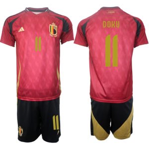 België EK 2024 Voetbalshirts 2024/25 Jeremy Doku #11 Thuisshirt Korte Mouw (+ Korte broeken)