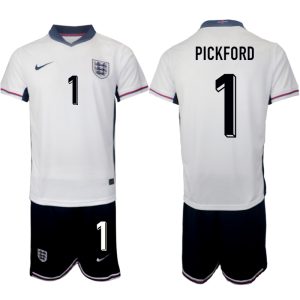 Engeland EK 2024 Voetbalshirts 2024/25 Jordan Pickford #1 Thuisshirt Korte Mouw (+ Korte broeken)