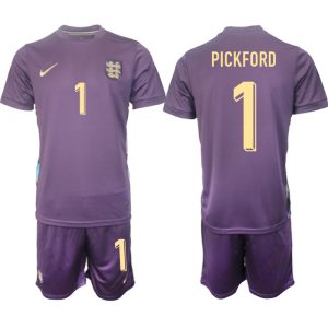 Engeland EK 2024 Voetbalshirts 2024/25 Jordan Pickford #1 Uitshirt Korte Mouw (+ Korte broeken)