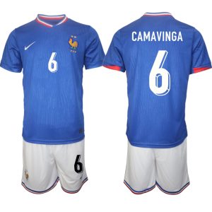 Frankrijk EK 2024 Voetbalshirts 2024/25 Eduardo Camavinga #6 Thuisshirt Korte Mouw (+ Korte broeken)