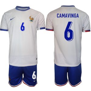 Frankrijk EK 2024 Voetbalshirts 2024/25 Eduardo Camavinga #6 Uitshirt Korte Mouw (+ Korte broeken)