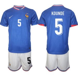 Frankrijk EK 2024 Voetbalshirts 2024/25 Jules Kounde #5 Thuisshirt Korte Mouw (+ Korte broeken)