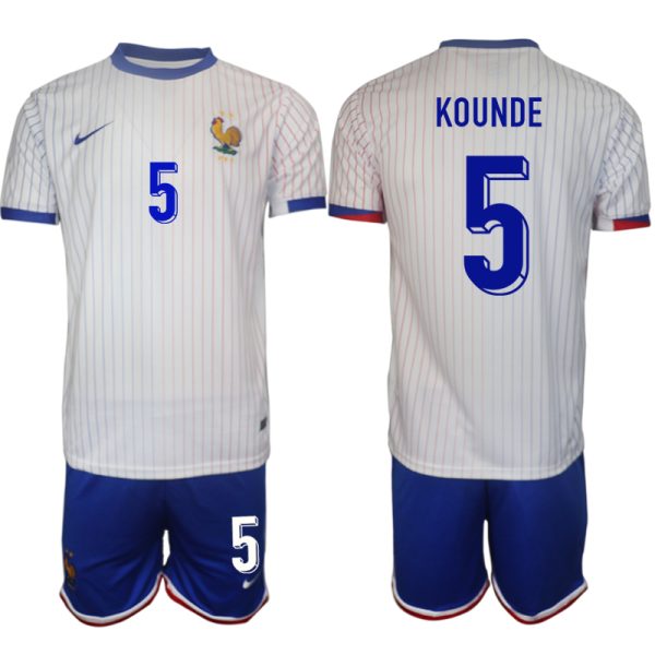 Frankrijk EK 2024 Voetbalshirts 2024/25 Jules Kounde #5 Uitshirt Korte Mouw (+ Korte broeken)