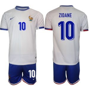 Frankrijk EK 2024 Voetbalshirts 2024/25 Zinedine Zidane #10 Uitshirt Korte Mouw (+ Korte broeken)