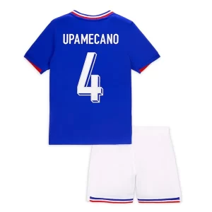 Kids Frankrijk EK 2024 Voetbalshirts 2024/25 Dayot Upamecano #4 Thuisshirt Korte Mouw (+ Korte broeken)