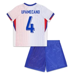 Kids Frankrijk EK 2024 Voetbalshirts 2024/25 Dayot Upamecano #4 Uitshirt Korte Mouw (+ Korte broeken)