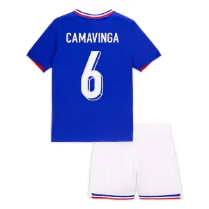 Kids Frankrijk EK 2024 Voetbalshirts 2024/25 Eduardo Camavinga #6 Thuisshirt Korte Mouw (+ Korte broeken)