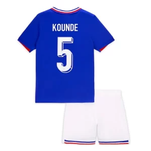 Kids Frankrijk EK 2024 Voetbalshirts 2024/25 Jules Kounde #5 Thuisshirt Korte Mouw (+ Korte broeken)