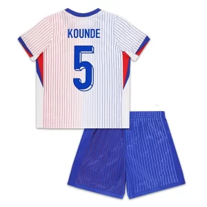 Kids Frankrijk EK 2024 Voetbalshirts 2024/25 Jules Kounde #5 Uitshirt Korte Mouw (+ Korte broeken)