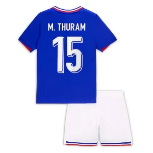 Kids Frankrijk EK 2024 Voetbalshirts 2024/25 Marcus Thuram #15 Thuisshirt Korte Mouw (+ Korte broeken)