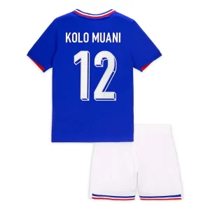 Kids Frankrijk EK 2024 Voetbalshirts 2024/25 Randal Kolo Muani #12 Thuisshirt Korte Mouw (+ Korte broeken)