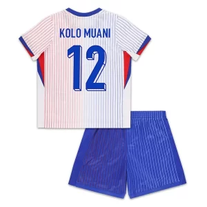 Kids Frankrijk EK 2024 Voetbalshirts 2024/25 Randal Kolo Muani #12 Uitshirt Korte Mouw (+ Korte broeken)