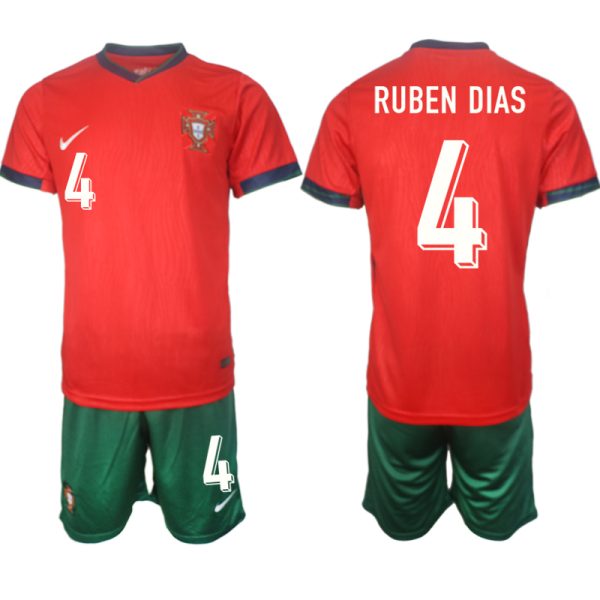 Portugal EK 2024 Voetbalshirts 2024/25 Ruben Dias #4 Thuisshirt Korte Mouw (+ Korte broeken)