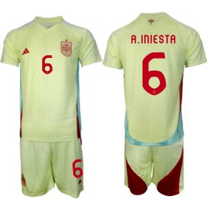 Spanje EK 2024 Voetbalshirts 2024/25 Andres Iniesta #6 Uitshirt Korte Mouw (+ Korte broeken) Online Kopen