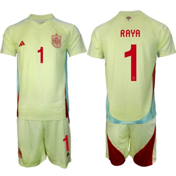 Spanje EK 2024 Voetbalshirts 2024/25 David Raya #1 Uitshirt Korte Mouw (+ Korte broeken) Online Kopen