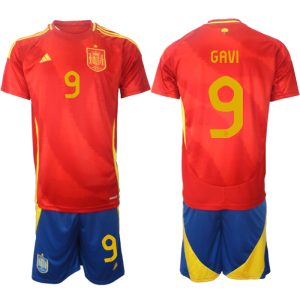 Spanje EK 2024 Voetbalshirts 2024/25 Gavi #9 Thuisshirt Korte Mouw (+ Korte broeken) Online Kopen