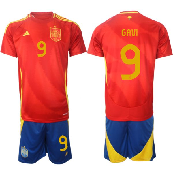 Spanje EK 2024 Voetbalshirts 2024/25 Gavi #9 Thuisshirt Korte Mouw (+ Korte broeken) Online Kopen