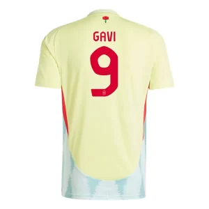 Spanje EK 2024 Voetbalshirts 2024/25 Gavi #9 Uitshirt Korte Mouw Online Kopen