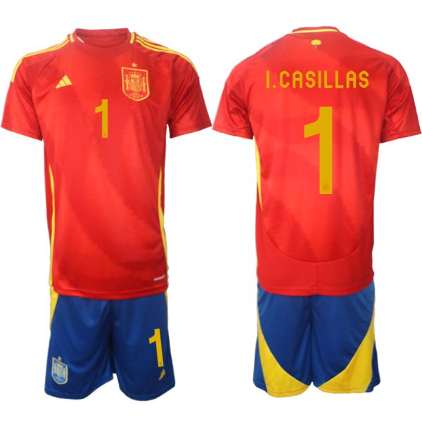 Spanje EK 2024 Voetbalshirts 2024/25 Iker Casillas #1 Thuisshirt Korte Mouw (+ Korte broeken) Online Kopen