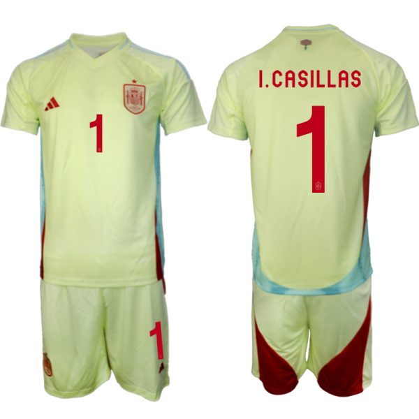 Spanje EK 2024 Voetbalshirts 2024/25 Iker Casillas #1 Uitshirt Korte Mouw (+ Korte broeken) Online Kopen