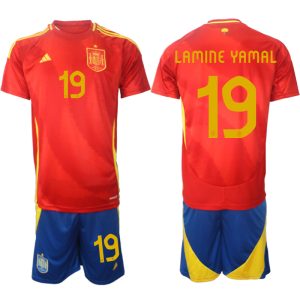 Spanje EK 2024 Voetbalshirts 2024/25 Lamine Yamal #19 Thuisshirt Korte Mouw (+ Korte broeken) Online Kopen
