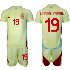 Spanje EK 2024 Voetbalshirts 2024/25 Lamine Yamal #19 Uitshirt Korte Mouw (+ Korte broeken) Online Kopen