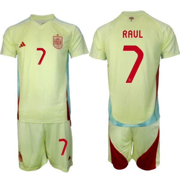 Spanje EK 2024 Voetbalshirts 2024/25 Raul #7 Uitshirt Korte Mouw (+ Korte broeken) Online Kopen