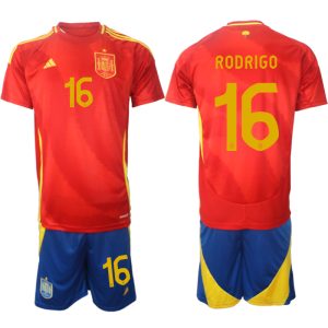 Spanje EK 2024 Voetbalshirts 2024/25 Rodrigo #16 Thuisshirt Korte Mouw (+ Korte broeken) Online Kopen