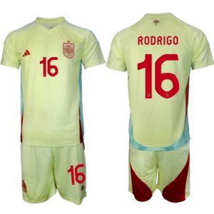 Spanje EK 2024 Voetbalshirts 2024/25 Rodrigo #16 Uitshirt Korte Mouw (+ Korte broeken) Online Kopen