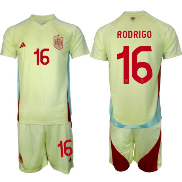 Spanje EK 2024 Voetbalshirts 2024/25 Rodrigo #16 Uitshirt Korte Mouw (+ Korte broeken) Online Kopen