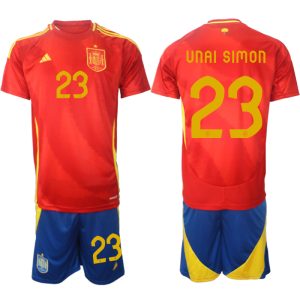 Spanje EK 2024 Voetbalshirts 2024/25 Unai Simon #23 Thuisshirt Korte Mouw (+ Korte broeken) Online Kopen