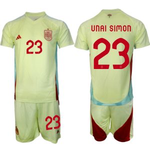 Spanje EK 2024 Voetbalshirts 2024/25 Unai Simon #23 Uitshirt Korte Mouw (+ Korte broeken) Online Kopen