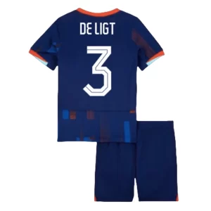 Kids Nederland EK 2024 Matthijs de Ligt #3 Uitshirt Korte Mouw (+ Korte broeken) Voetbalshirts