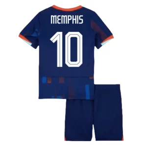 Kids Nederland EK 2024 Memphis Depay #10 Uitshirt Korte Mouw (+ Korte broeken) Voetbalshirts