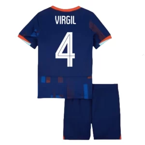 Kids Nederland EK 2024 Virgil van Dijk #4 Uitshirt Korte Mouw (+ Korte broeken) Voetbalshirts