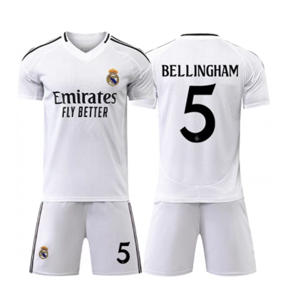 Nieuwe Real Madrid Voetbalshirts 2024/25 Jude Bellingham #5 Thuisshirt Korte Mouw (+ Korte broeken) Kopen