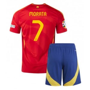 Kids EK 2024 Alvaro Morata #7 Spanje Thuisshirt Korte Mouw (+ Korte broeken) Voetbalshirts
