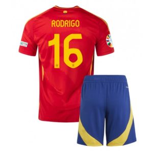 Kids EK 2024 Rodri #16 Spanje Thuisshirt Korte Mouw (+ Korte broeken) Voetbalshirts