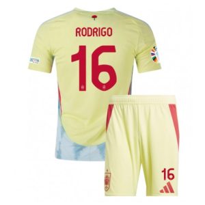 Kids EK 2024 Rodri #16 Spanje Uitshirt Korte Mouw (+ Korte broeken) Voetbalshirts