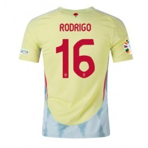 Nieuwe EK 2024 Rodri #16 Spanje Uitshirt Korte Mouw Voetbalshirts