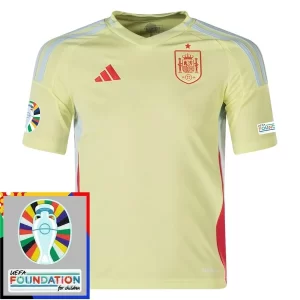 Nieuwe EK 2024 Spanje Uitshirt Korte Mouw Patch Set Voetbalshirts