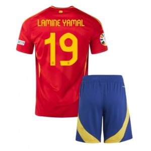 Nieuwe Kids Spanje Lamine Yamal #19 Thuisshirt EK 2024 Voetbalshirts Korte Mouw (+ Korte broeken) Kopen