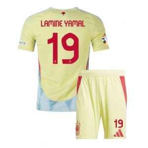 Nieuwe Kids Spanje Lamine Yamal #19 Uitshirt EK 2024 Voetbalshirts Korte Mouw (+ Korte broeken) Kopen